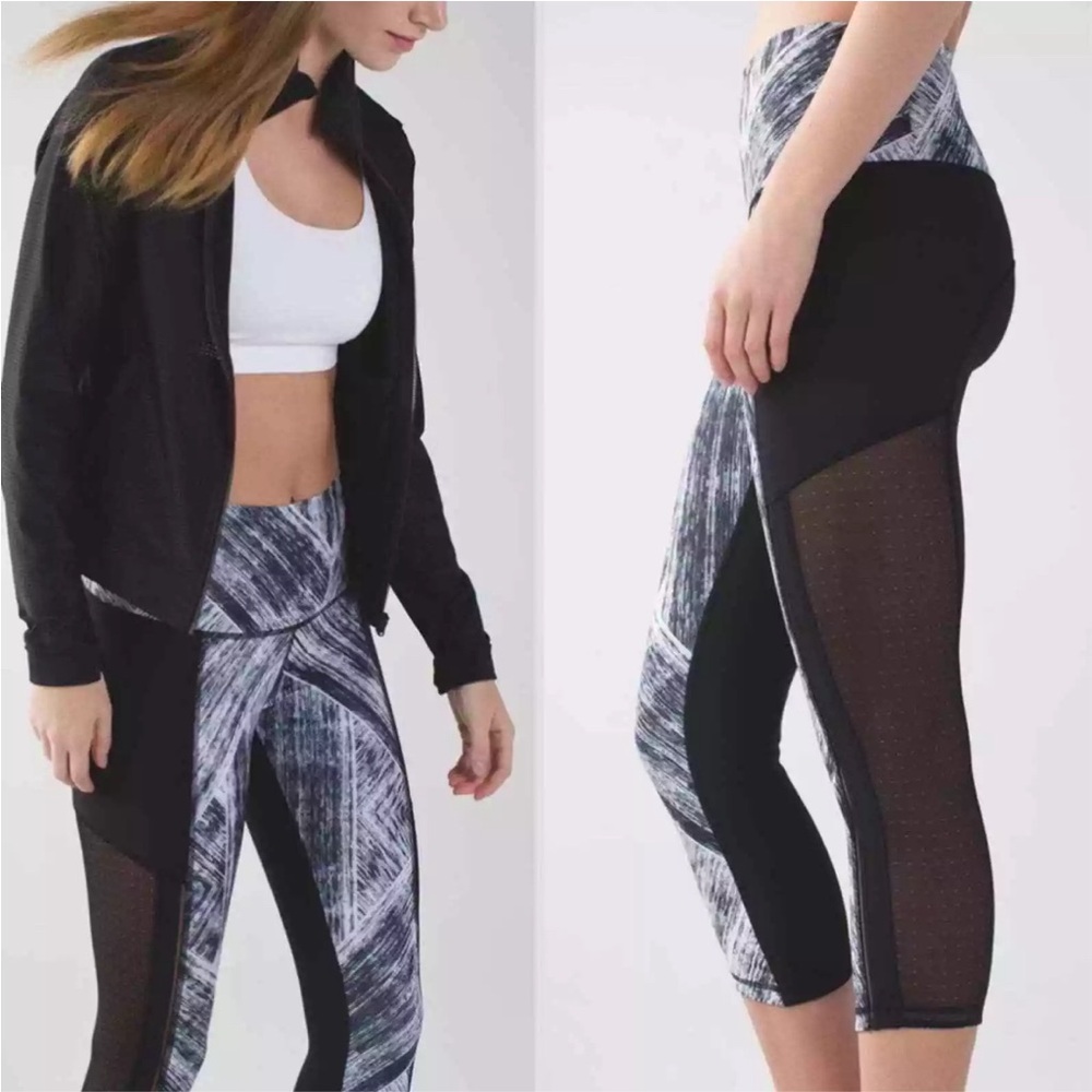 Lululemon Hot To Street Crop Heat Wave Luxtreme Mesh soul cycle colab size 2